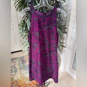 Purple and Black Elegant Floral Sleeveless Dress. 👗